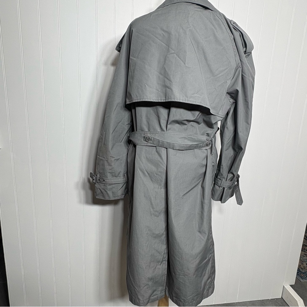 Vintage Moores Grey Trench Coat Belted XL Classic Minimalist Timeless Outerwear - Picture 5 of 7